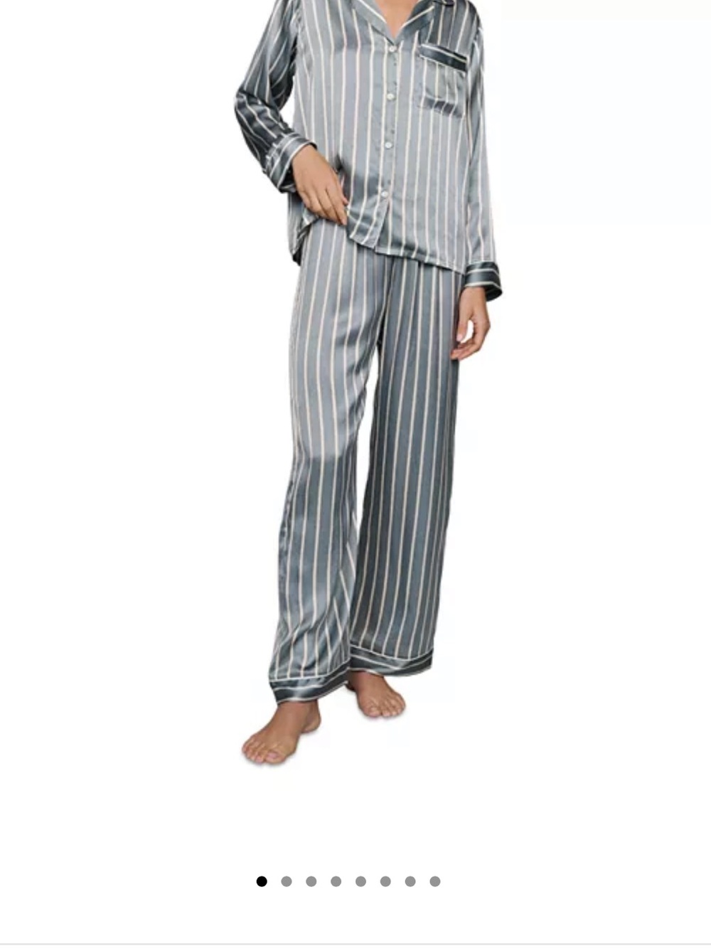 NWT Eberjey Blue and White Satin Long Pajama Set - Size L